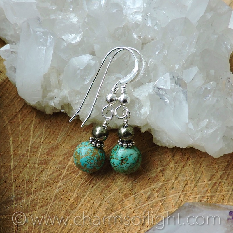 Turquoise & Pyrite Earrings